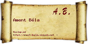 Ament Béla névjegykártya