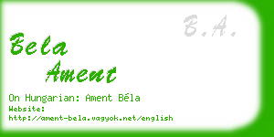 bela ament business card