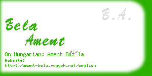 bela ament business card